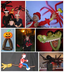 A variety of Halloween balloon models