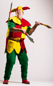 Knife juggling jester