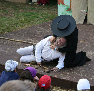 A full show featuring the Plague Doctor and his victim
