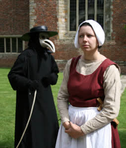 Plague doctor and peasant