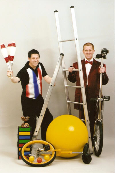 Mee and Dee with their props