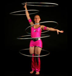 Dancing to 70's music, Angie the hula hoop disco queen